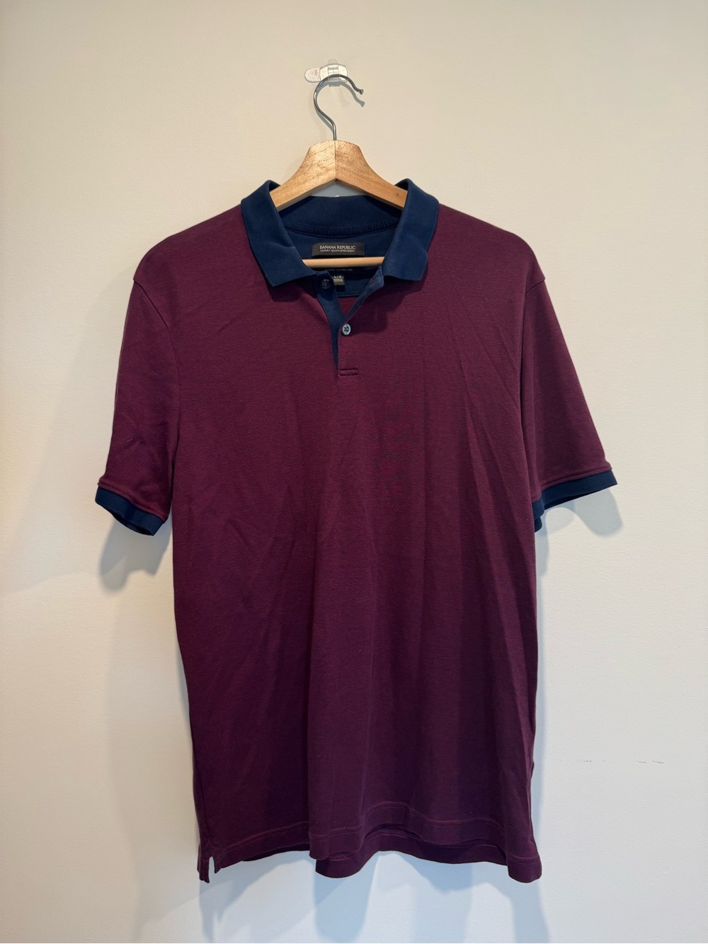 Banana Republic Maroon Polo with Navy Contrast Collar